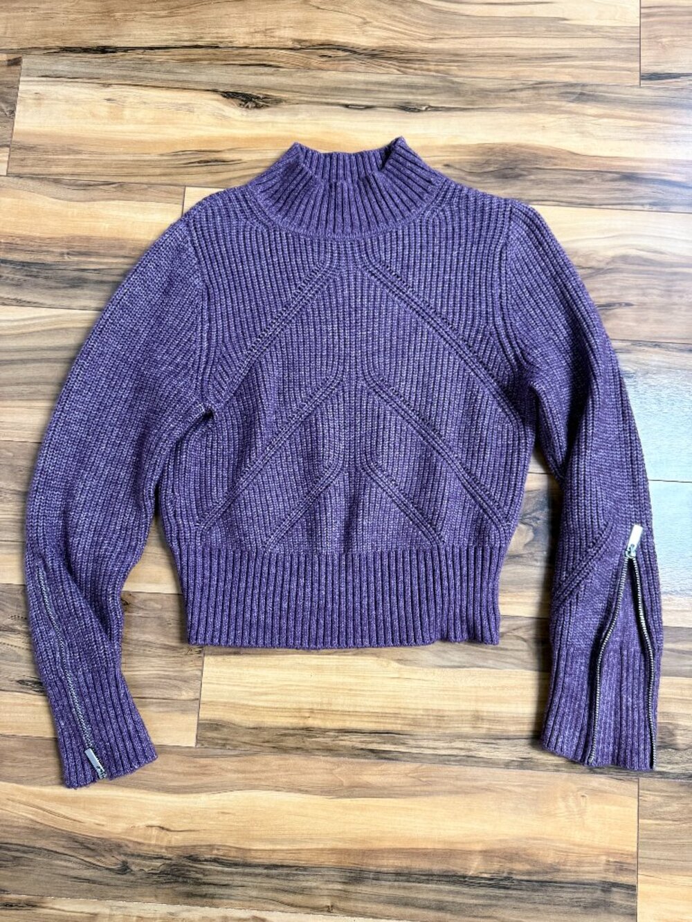 Express Purple Sweater with Zipper Sleeves Size Medium